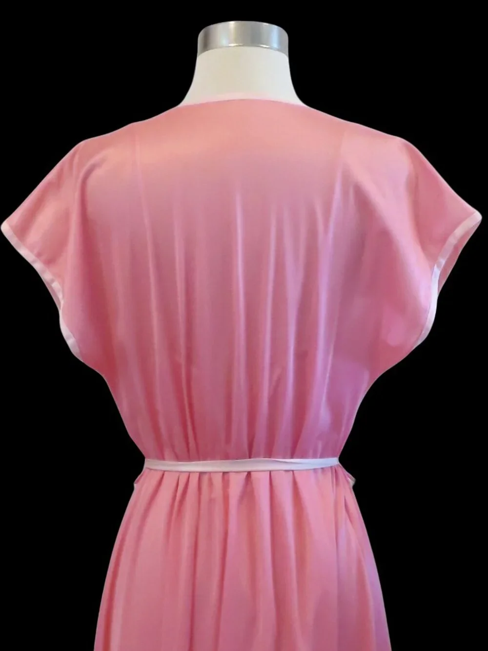 Vintage Pink Peignoir Set M Coquette Sheer Nylon Slip Dress Nightgown Robe
